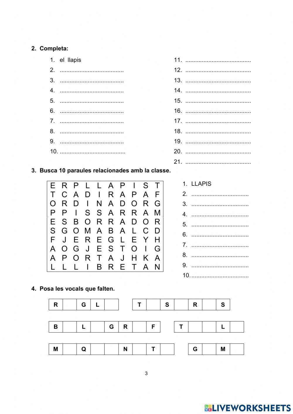 Comencem 1.  LA CLASSE