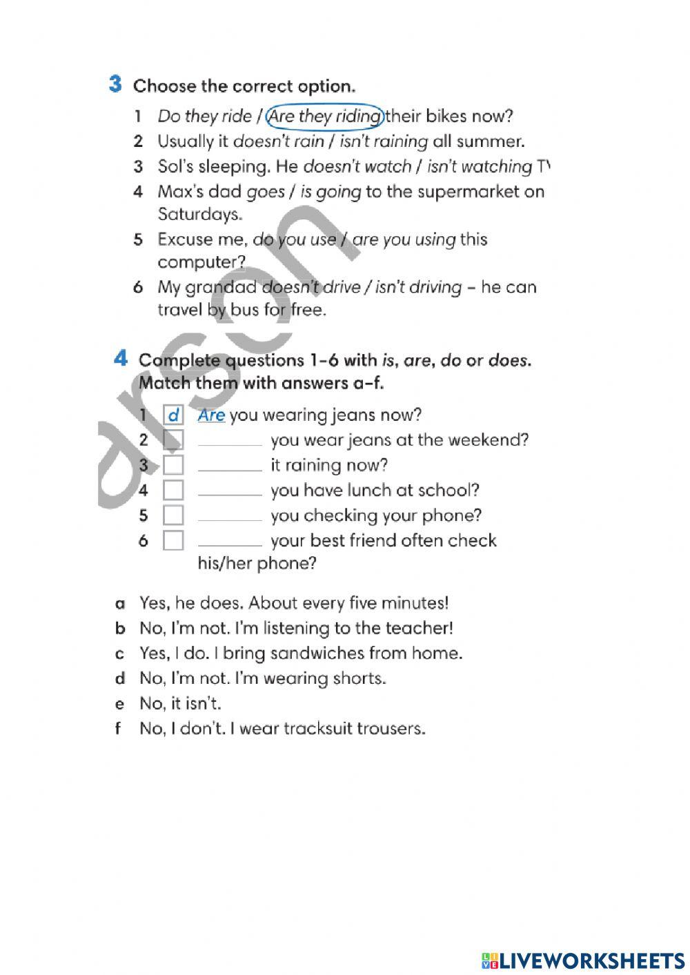 Wider World 1 - Unit 4.4 - Present Simple-Present Continuous