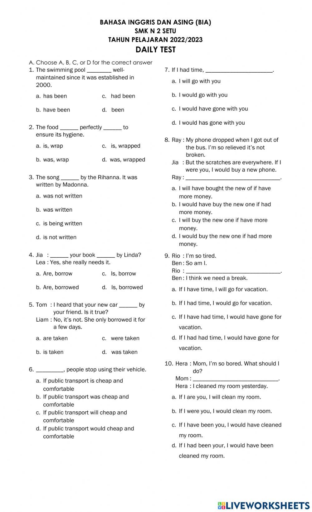 Passive form and conditional sentences