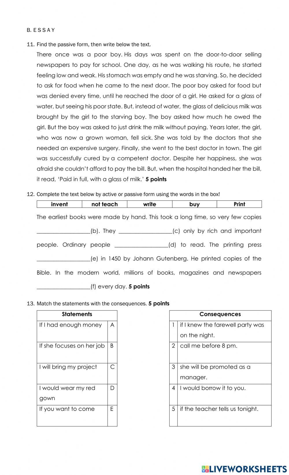 Passive form and conditional sentences