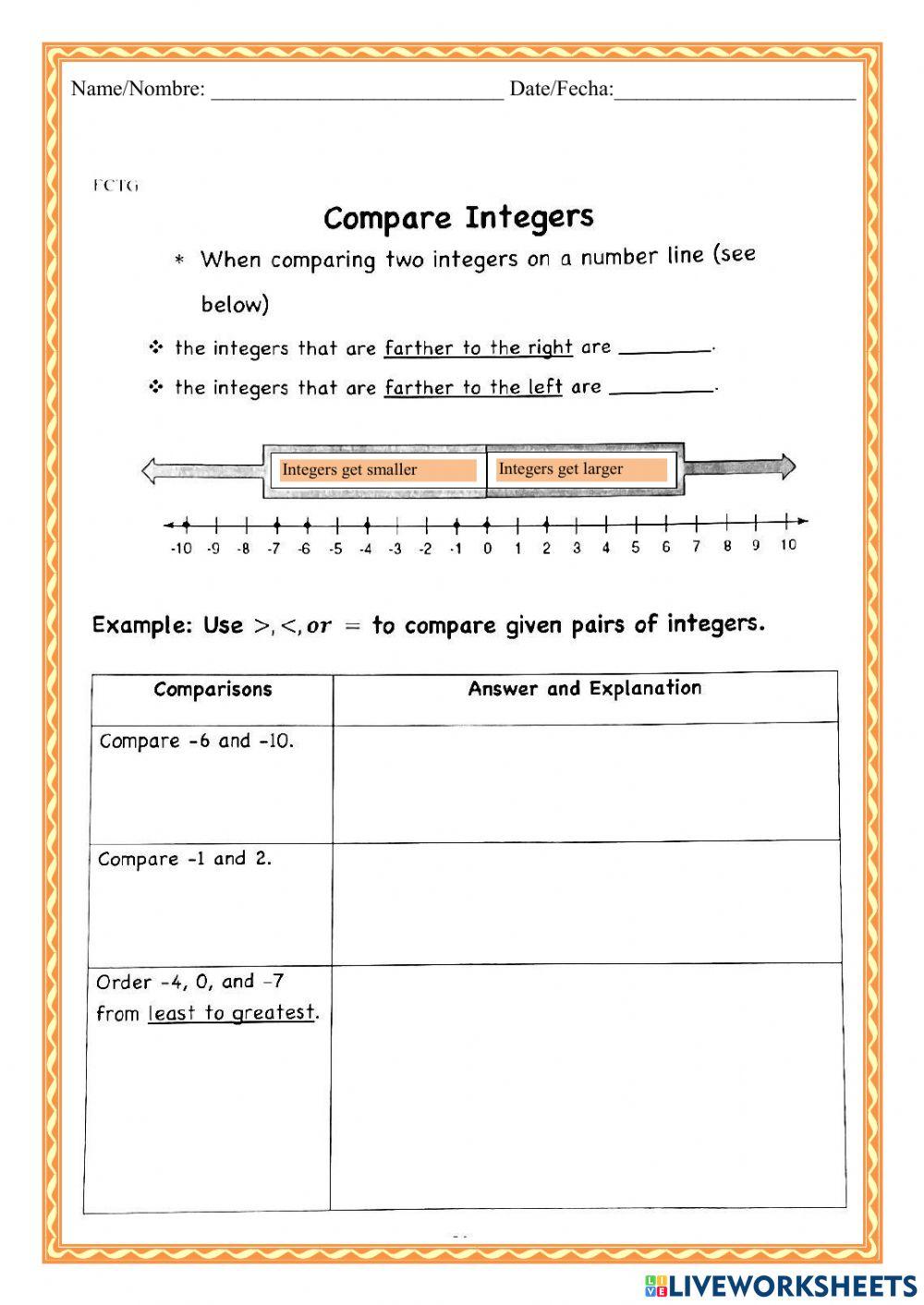 WCMFR Comparing Integers