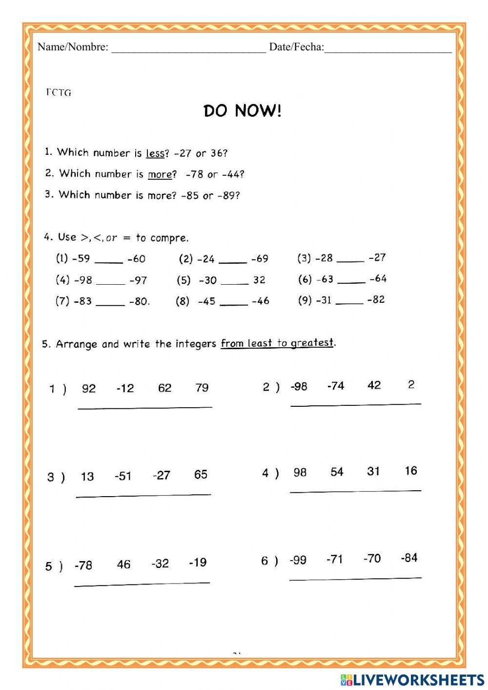 WCMFR Comparing Integers