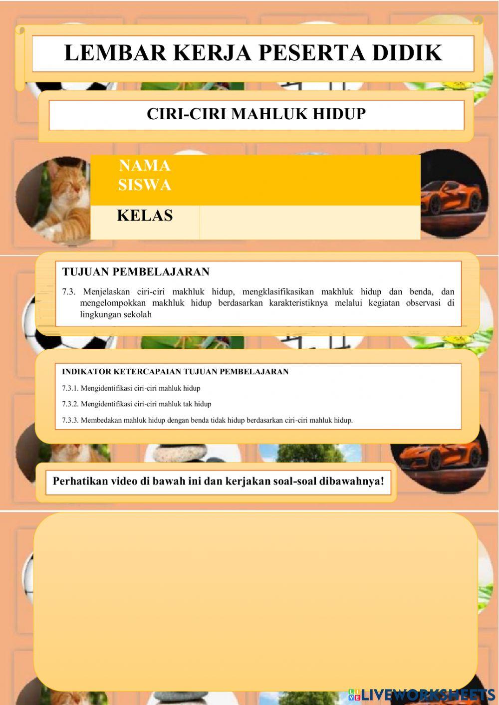 Ciri-ciri mahluk hidup