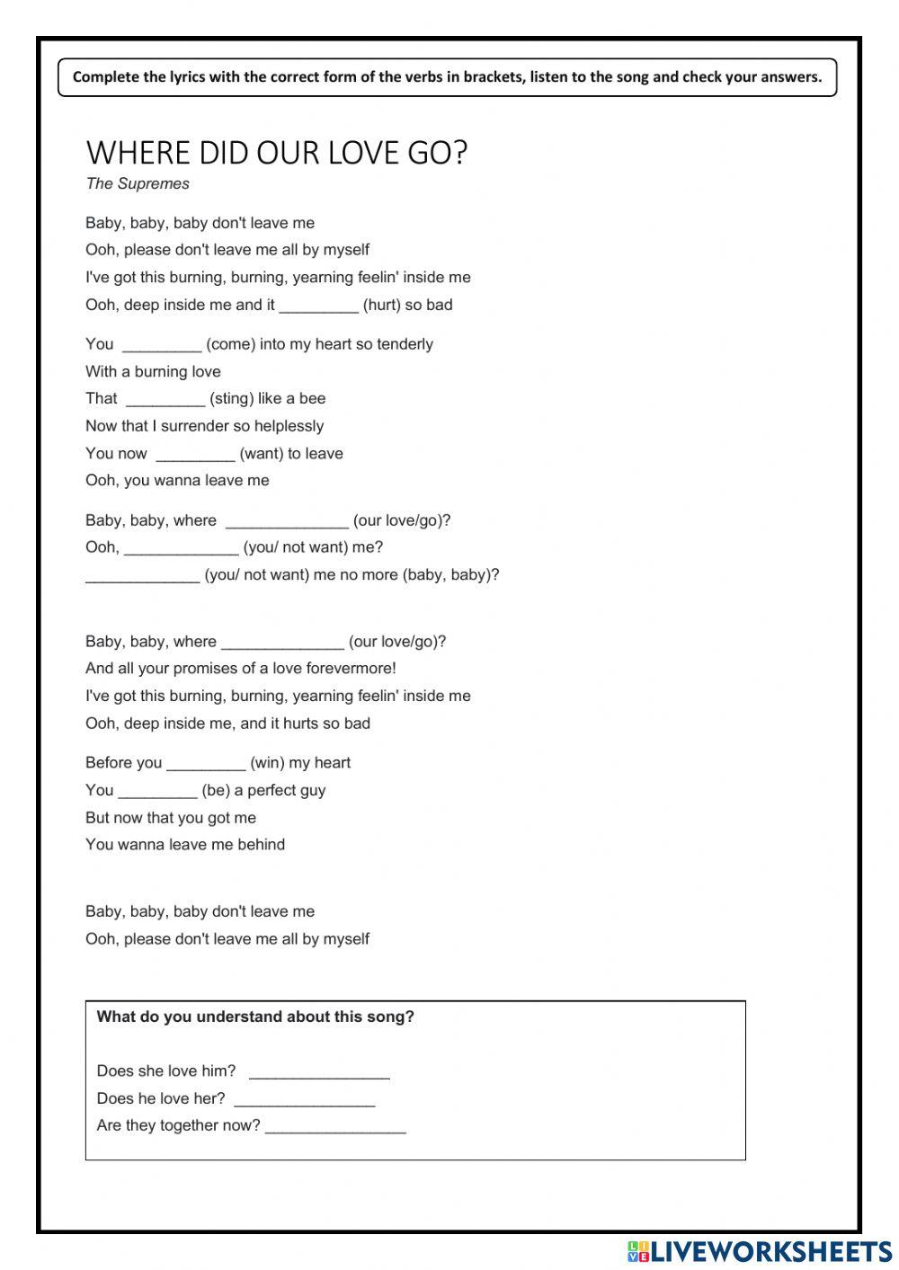 Song: Where did our love go?