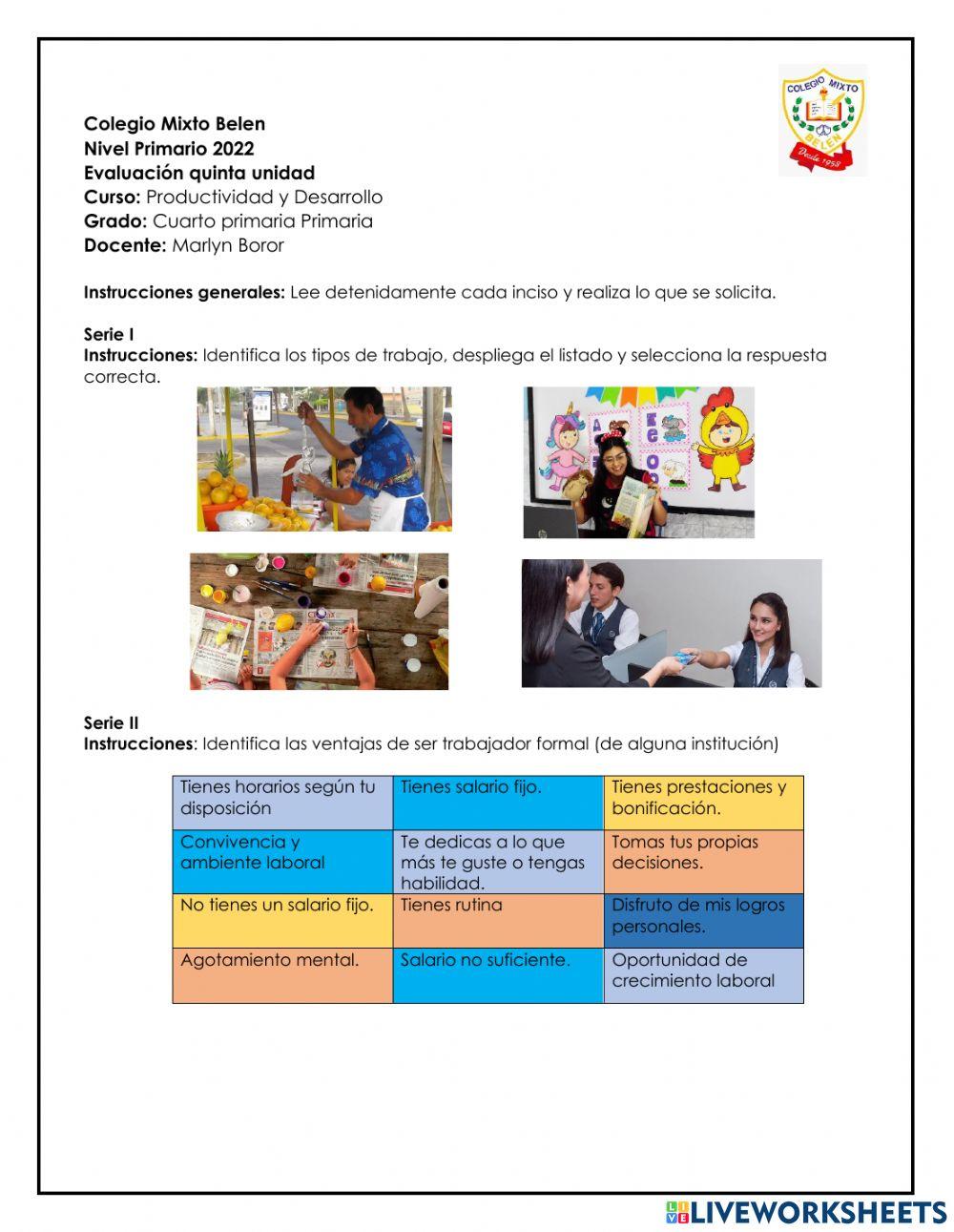 Evaluación Quinto Bimestre