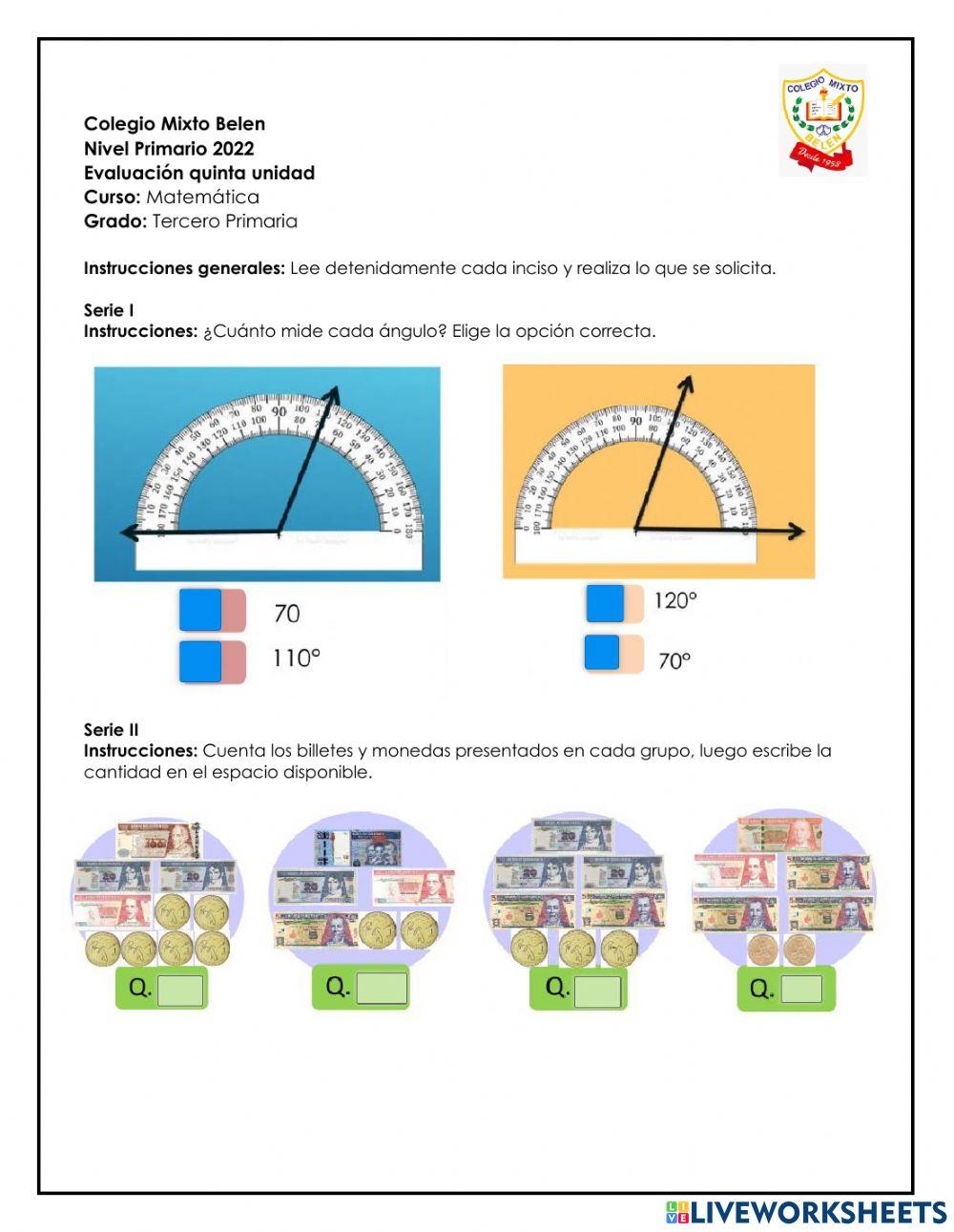 Evaluación de Quinta unidad