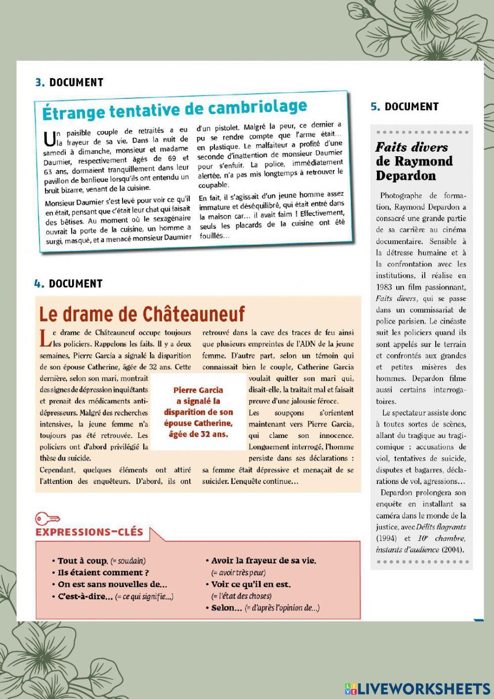 Unité 3 - Fais divers (partie 01)