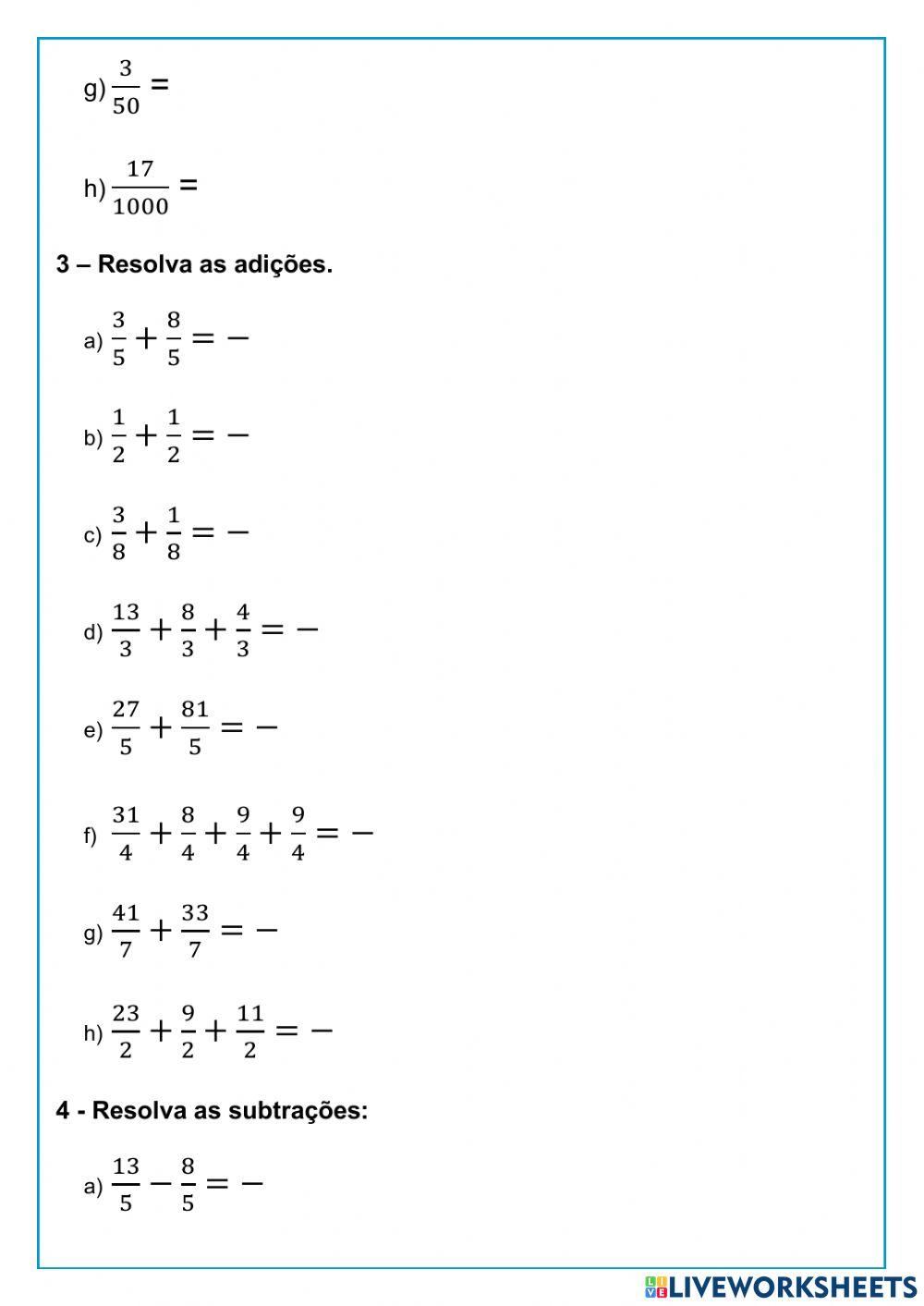 Frações e expressões