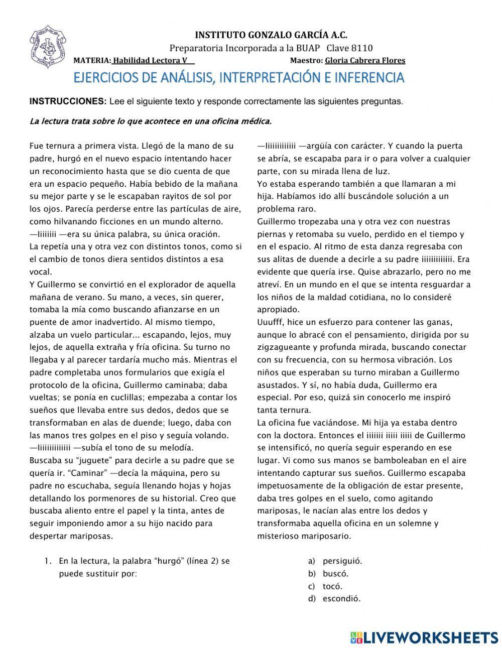 Análisis, interpretación e inferencia