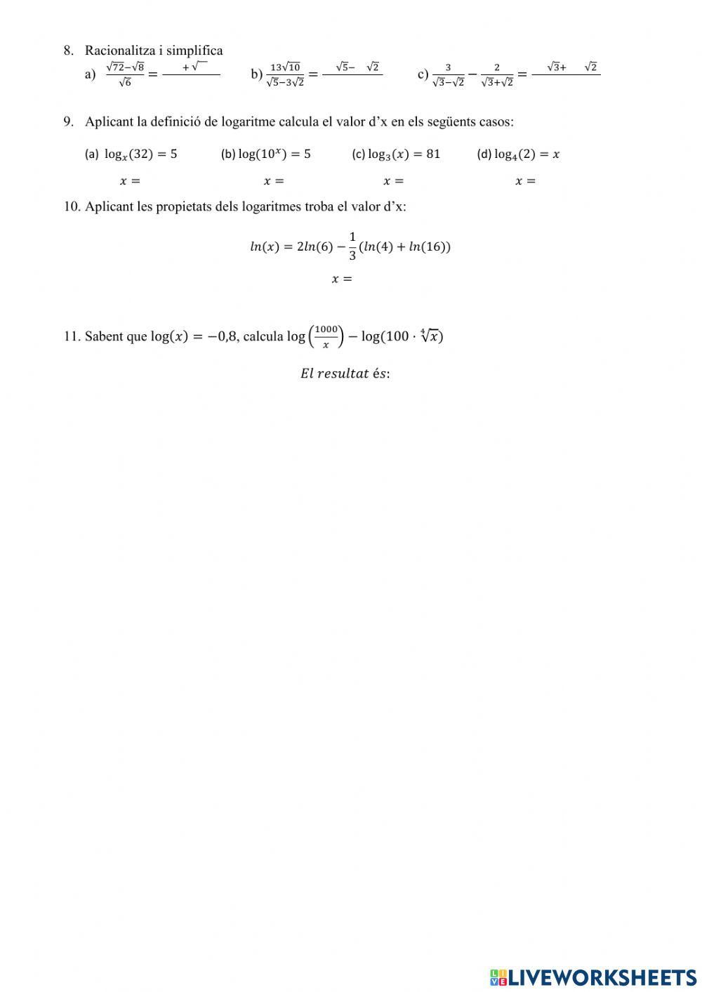 Nombres reals 1er BAT