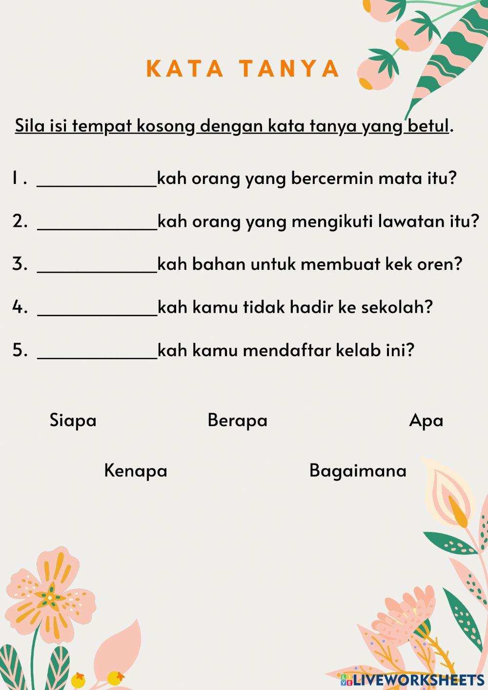 Latihan kata tanya