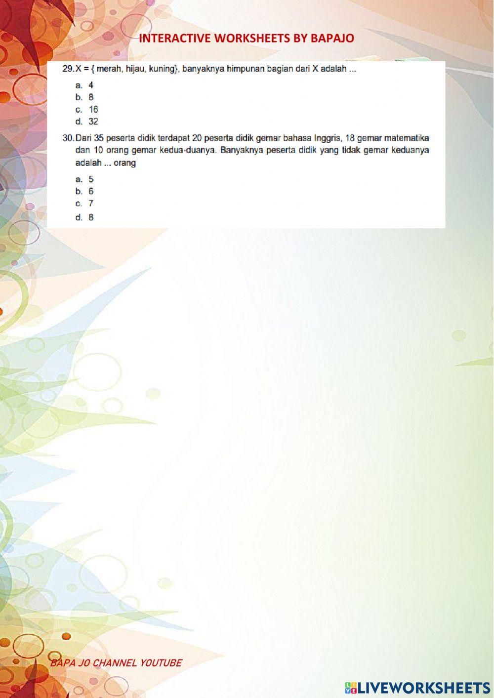 Bilangan bulat, pecahan, pangkat & himpunan