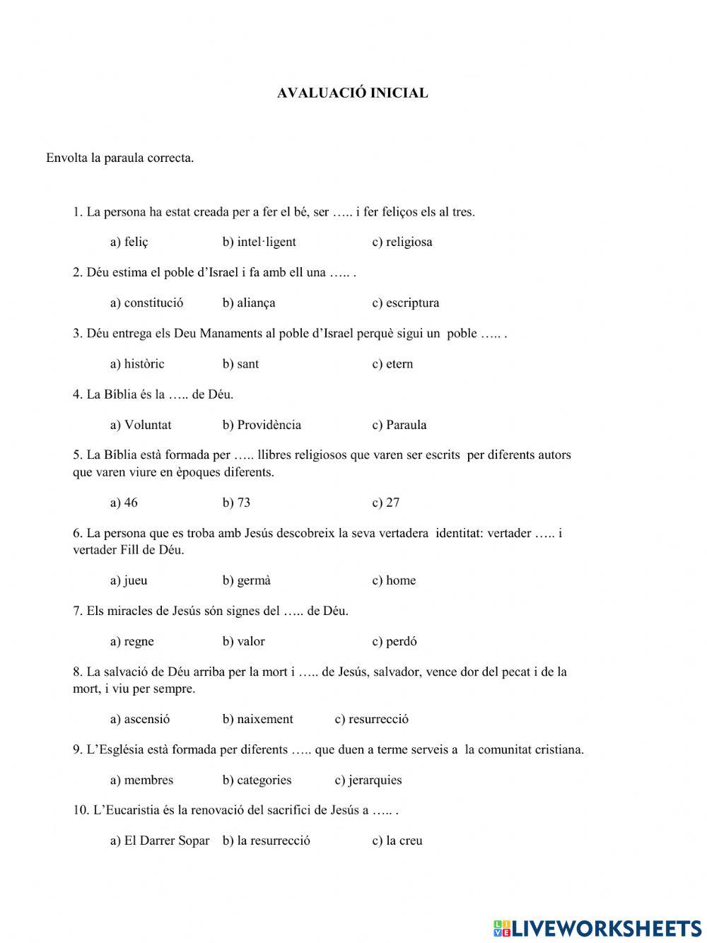 Avaluació Inicial 6è