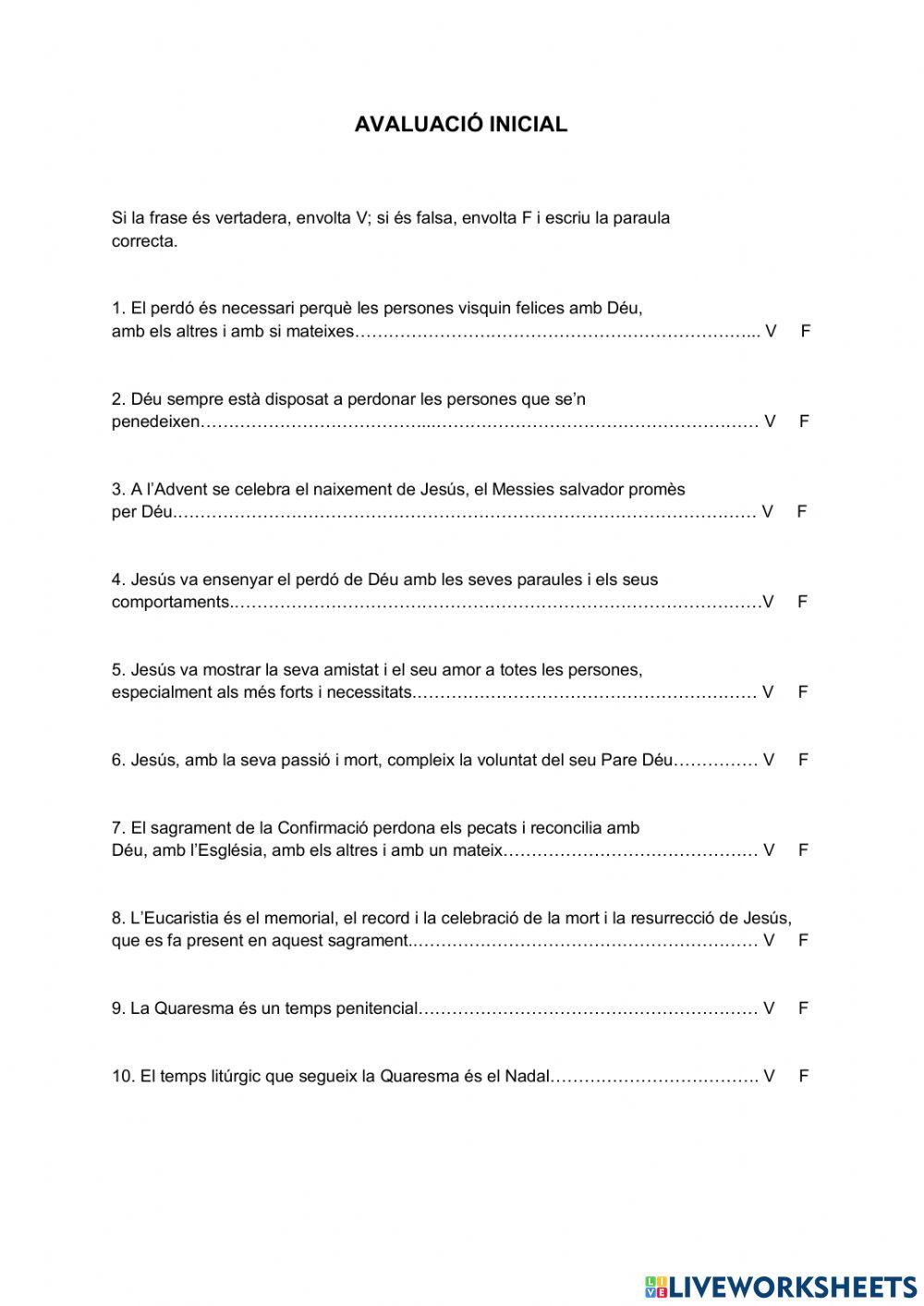 Avaluació Inicial 5è