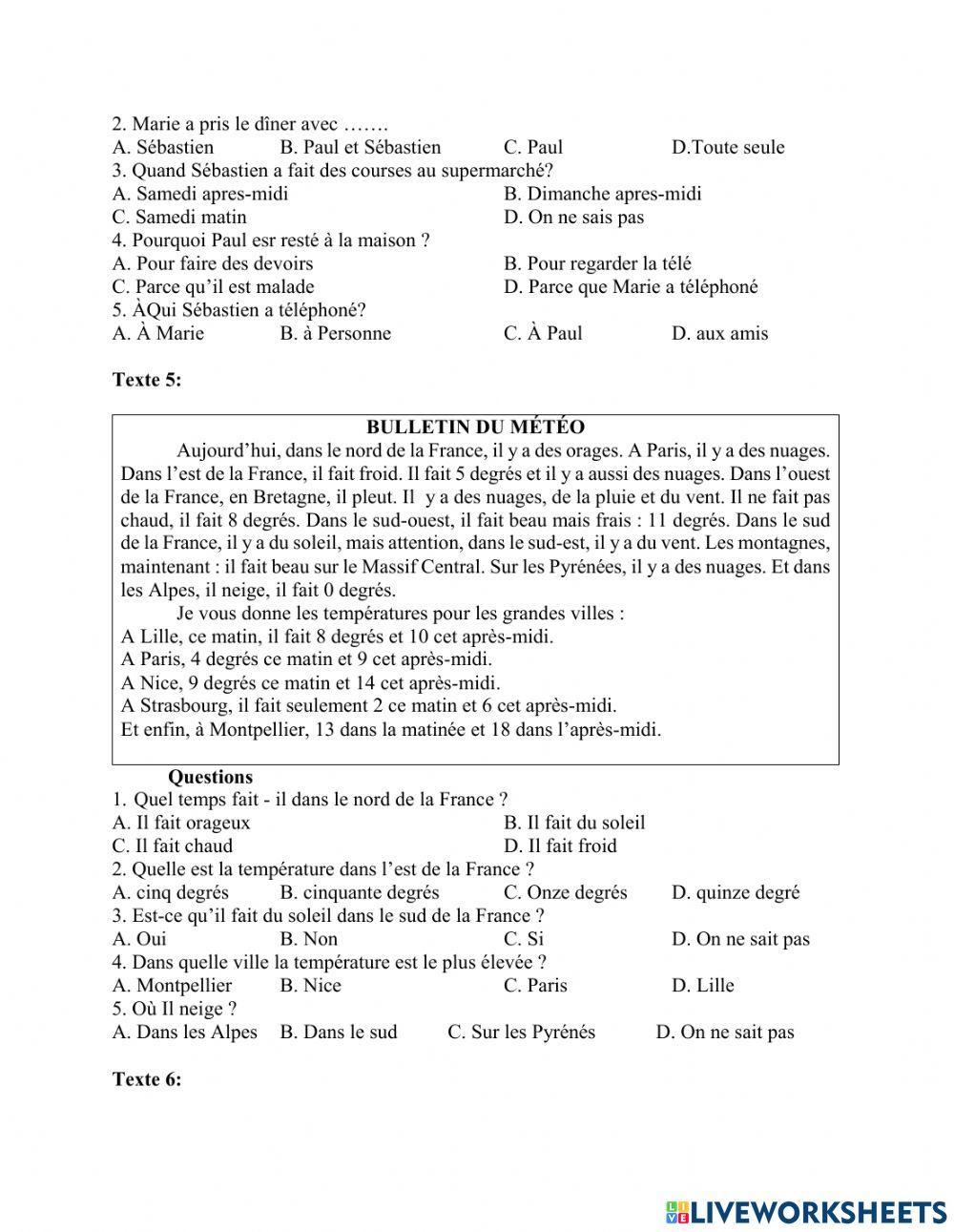 Compréhension Écrite F2