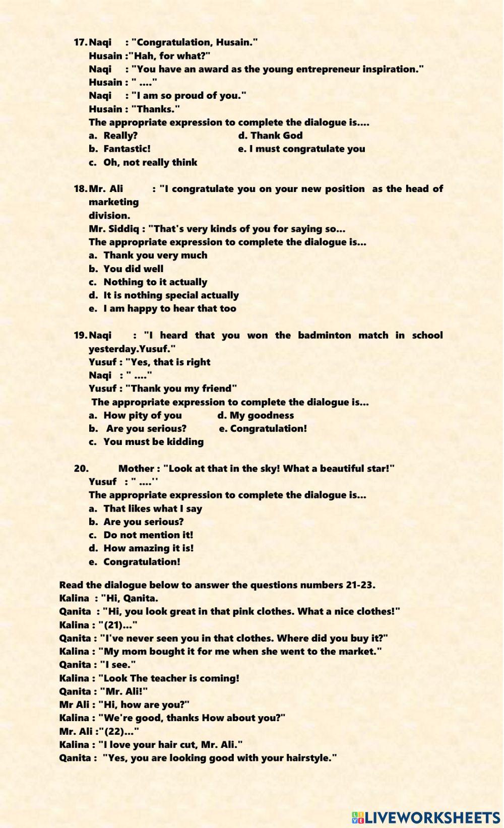 Mid semester test Grade-10