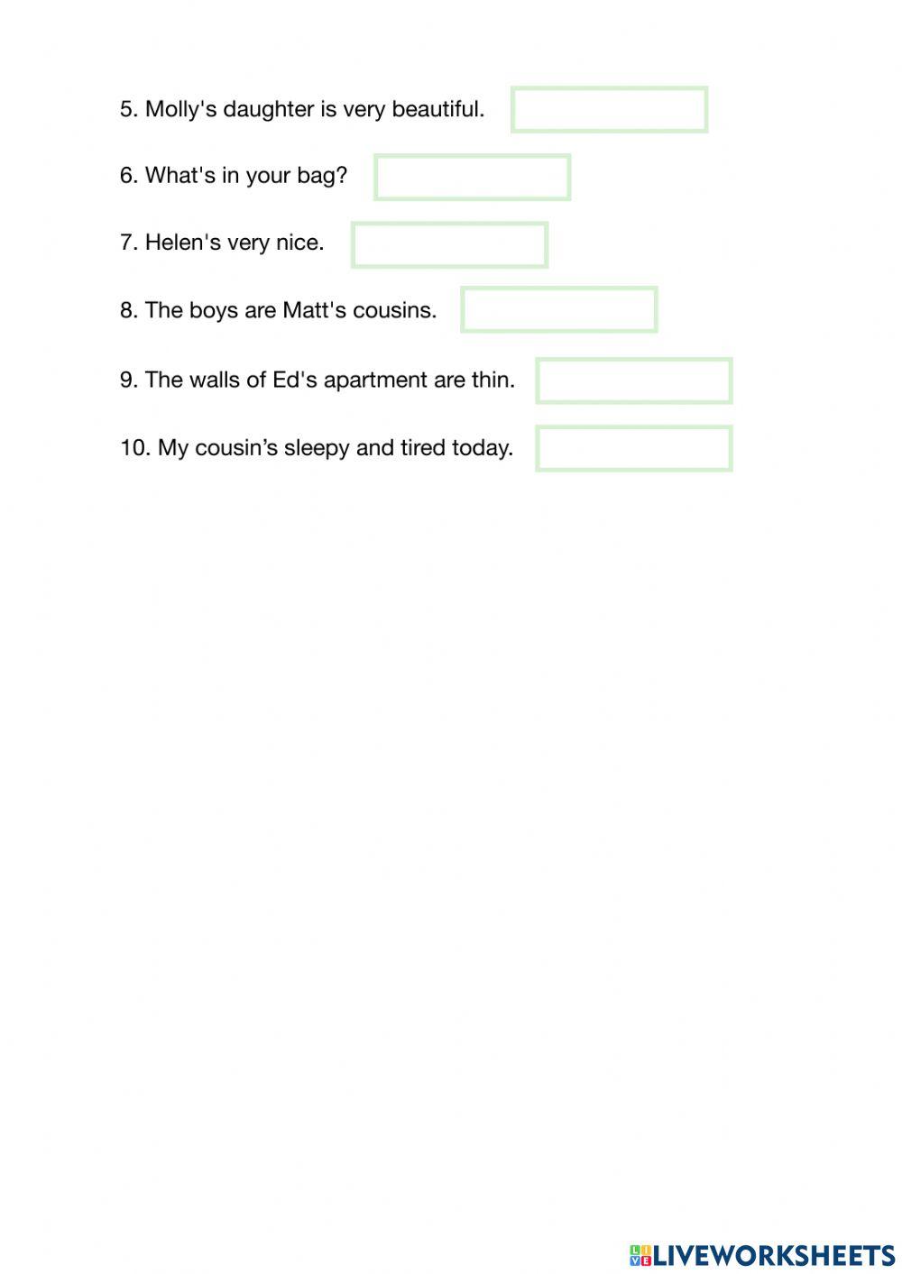 Possessive case. Family.