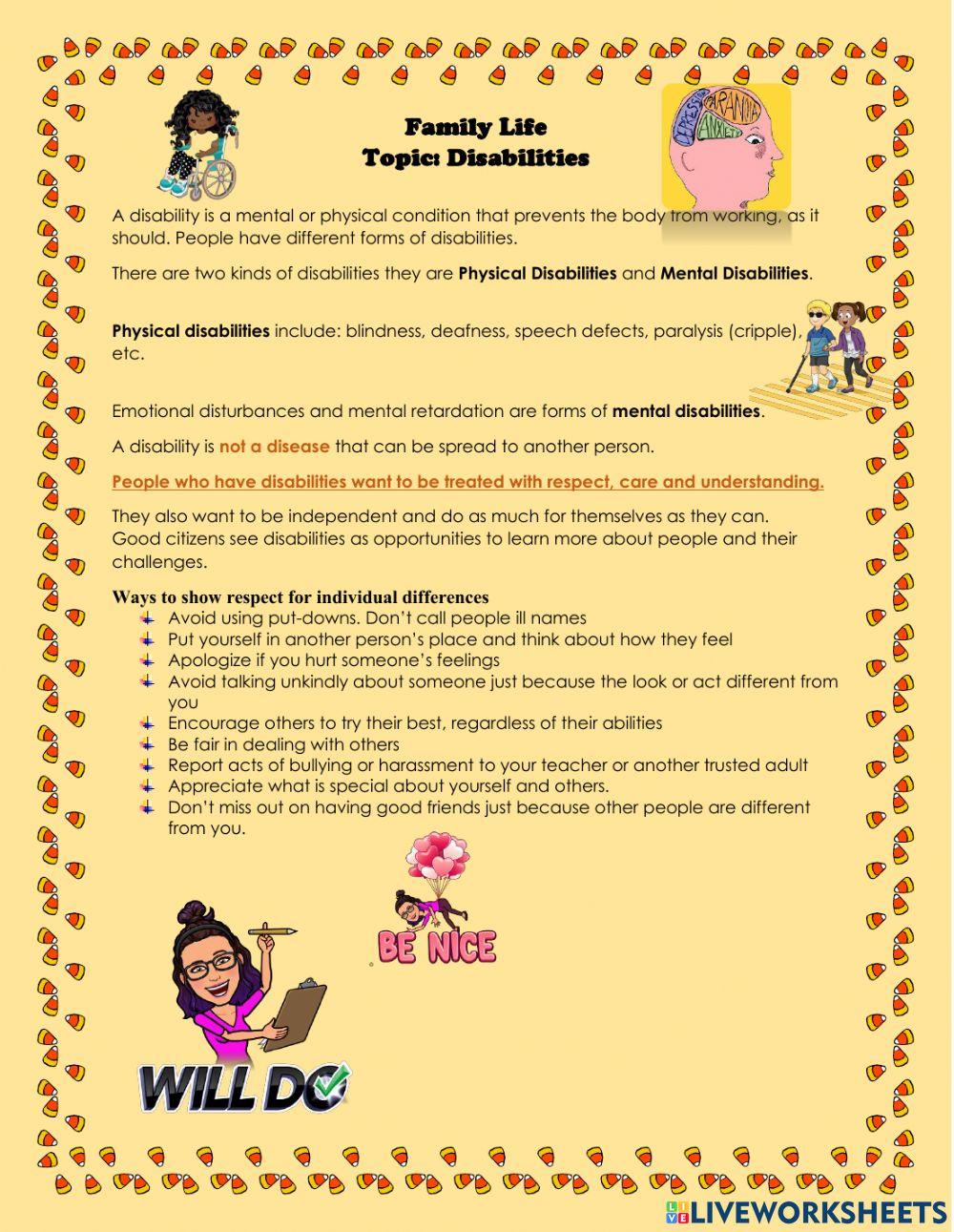 Types of Disabilities