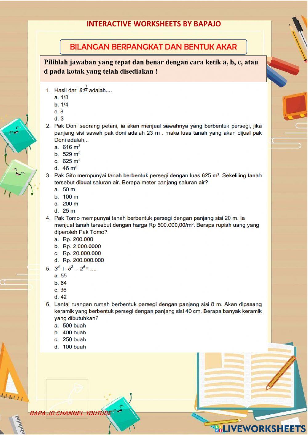 Bilangan Berpangkat & Bentuk Akar