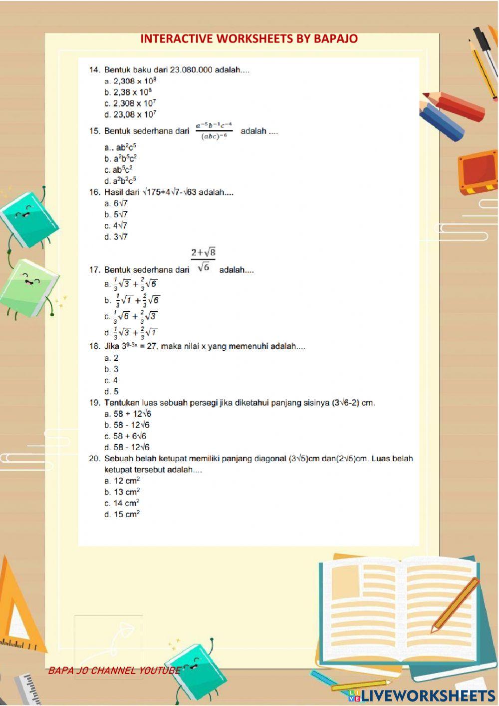 Bilangan Berpangkat & Bentuk Akar