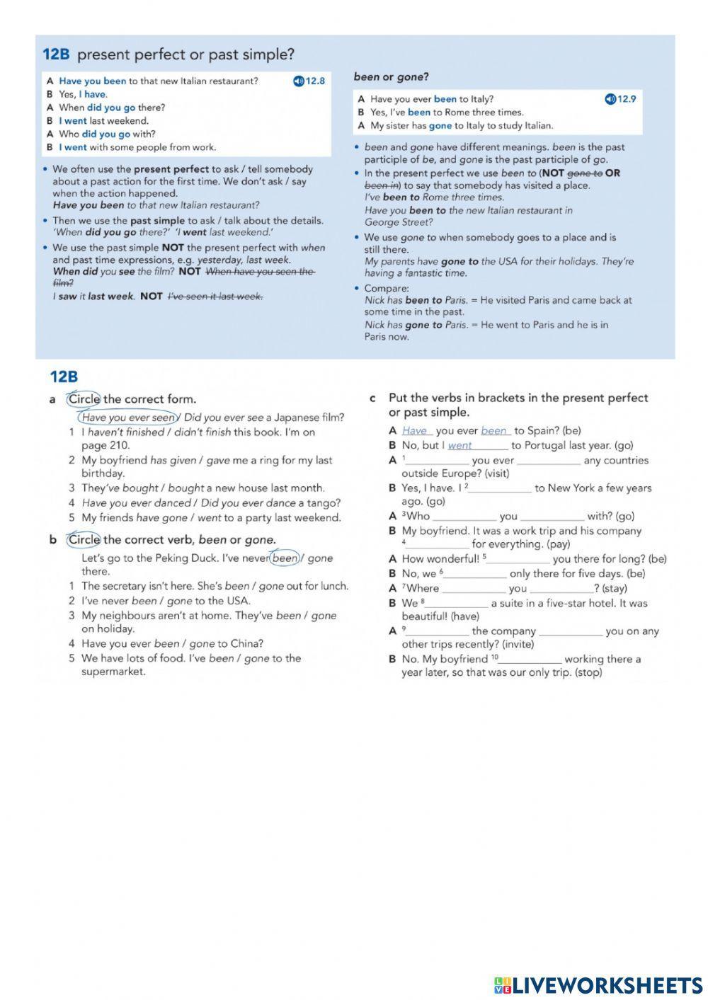 Present Perfect and Simple Past