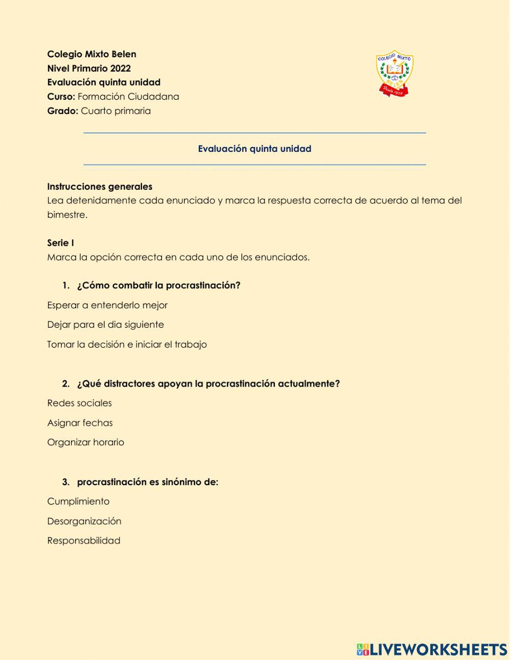 Evaluación FC4 - Quinto bimestre