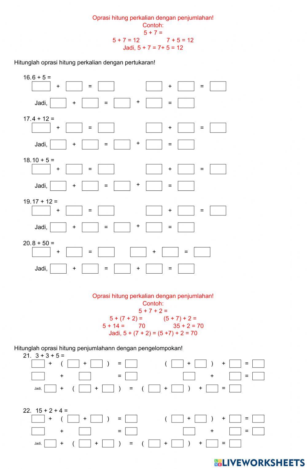 OPrasi HItung Perkalian dan Penjumlahan