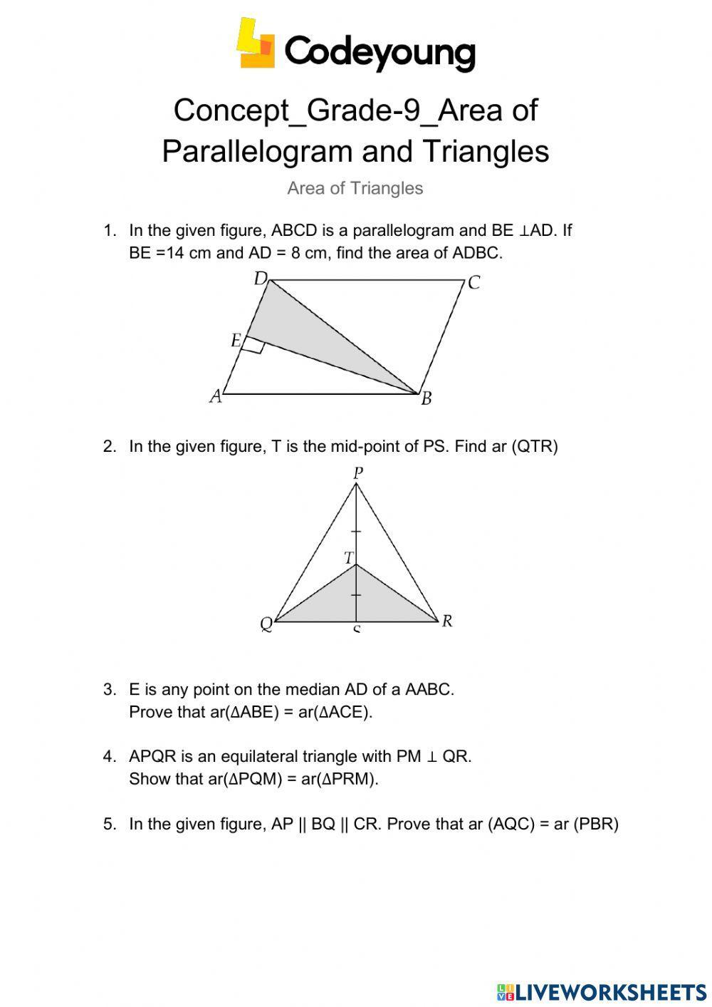 Area of parallelogram and triangles