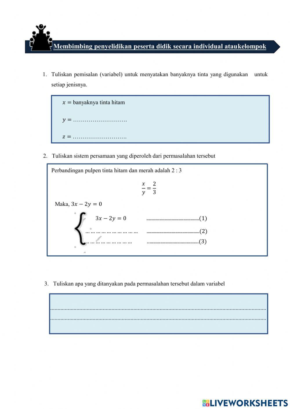 Metode Substitusi SPLTV Rencana Aksi 1 Pertemuan 2