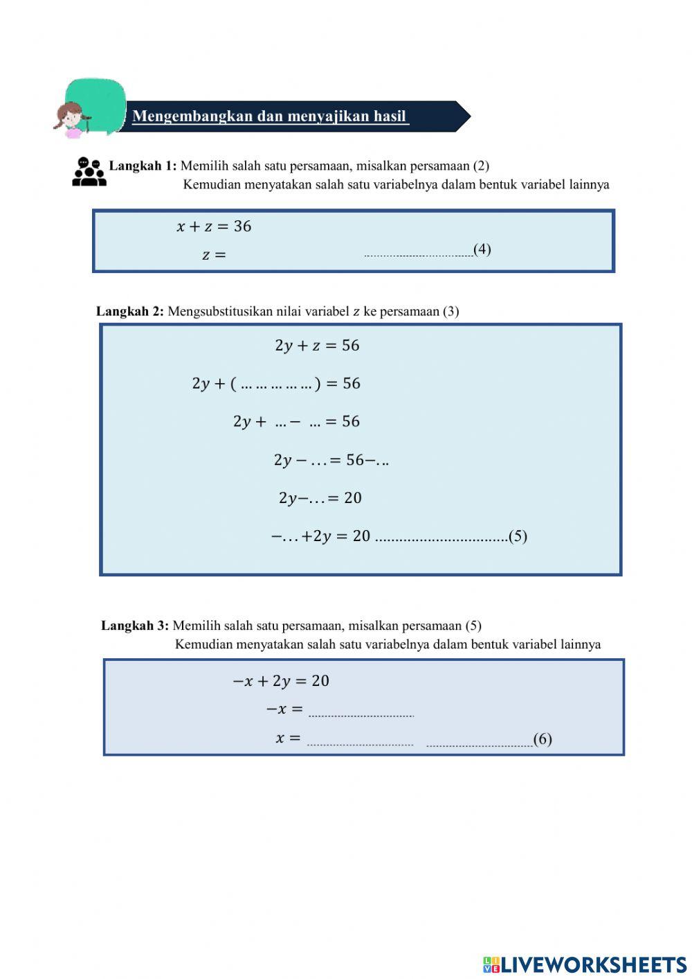 Metode Substitusi SPLTV Rencana Aksi 1 Pertemuan 2