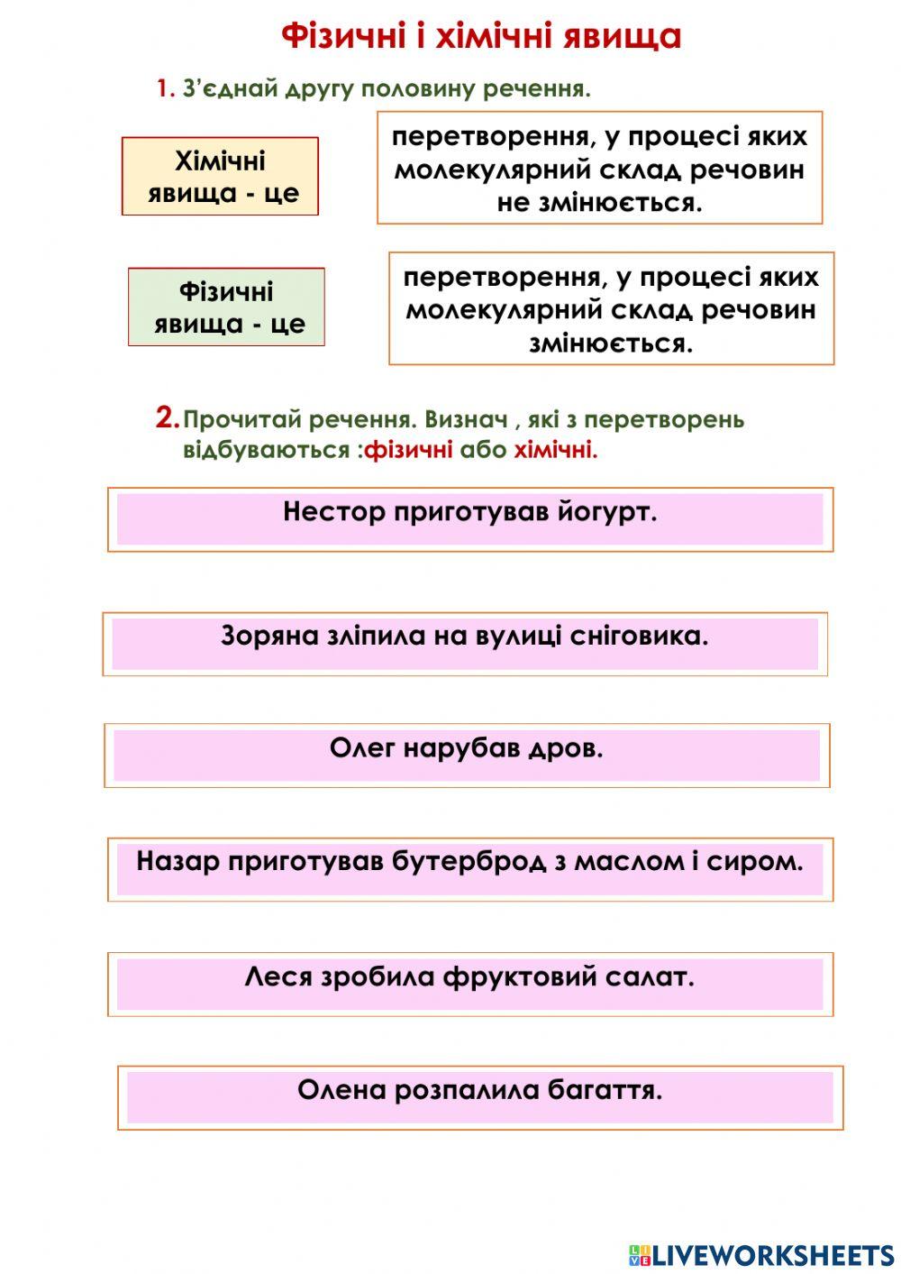 Фізичні та хімічні явища