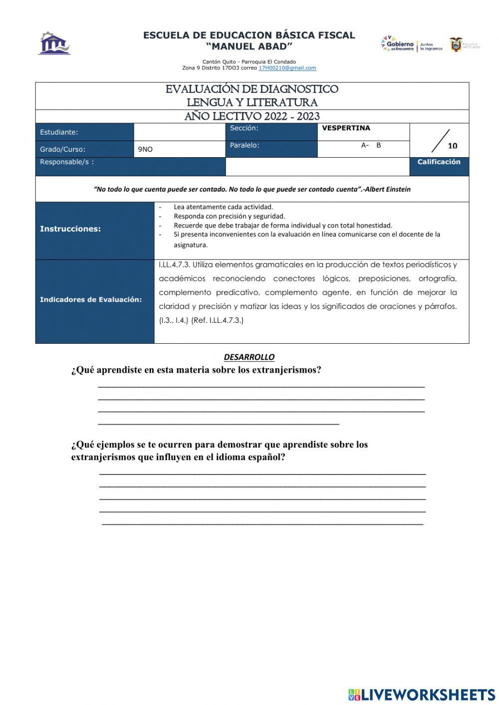 Evaluación necesidades