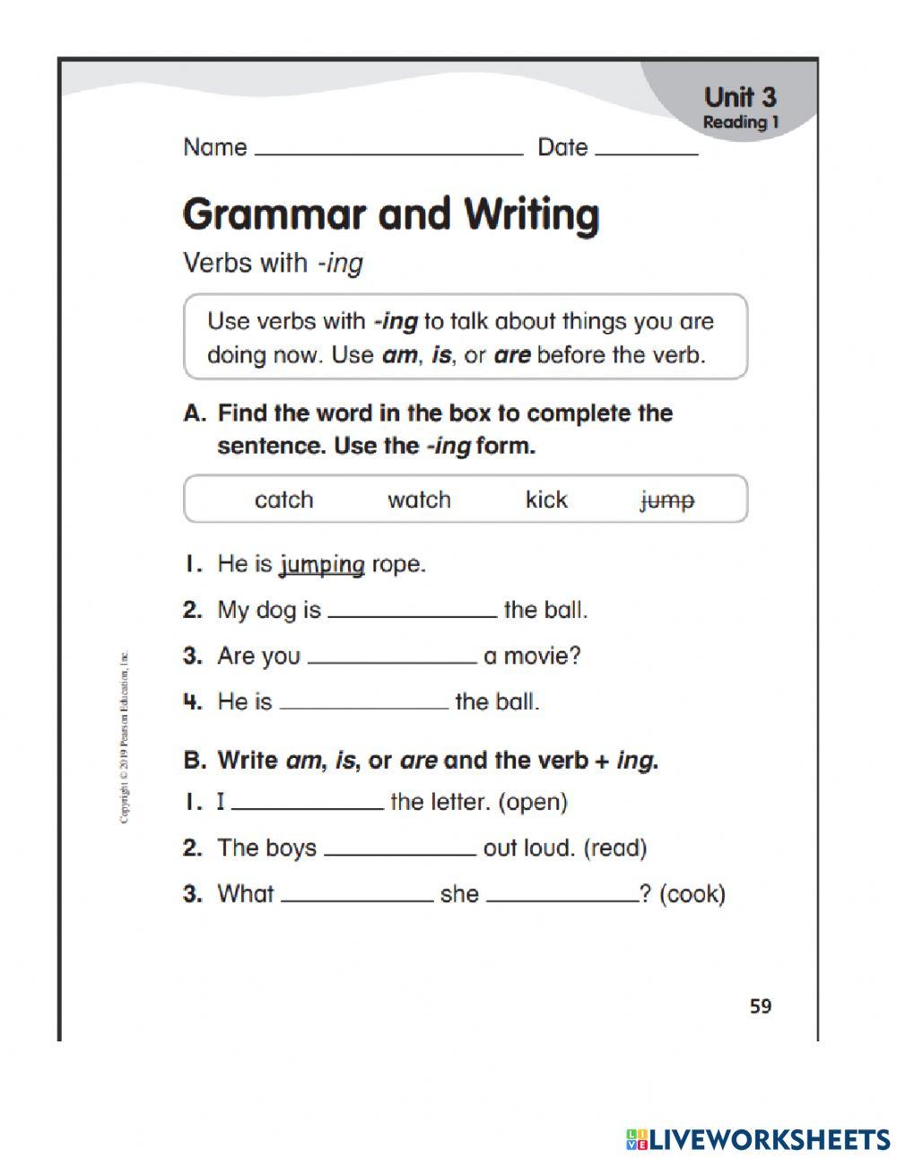 Present continous +ing