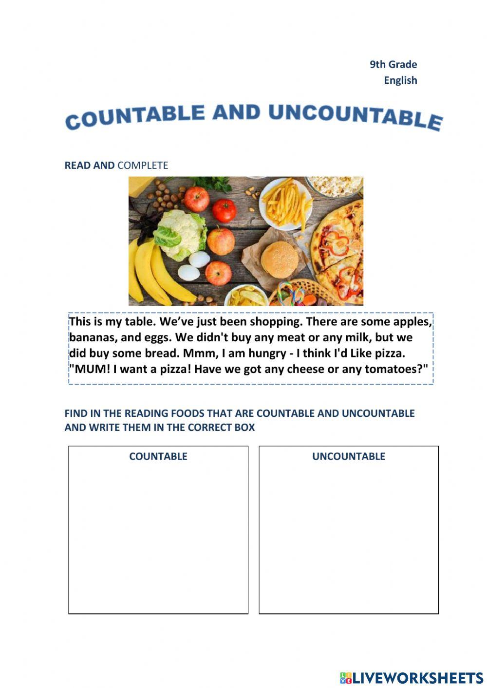 Countable and uncountable