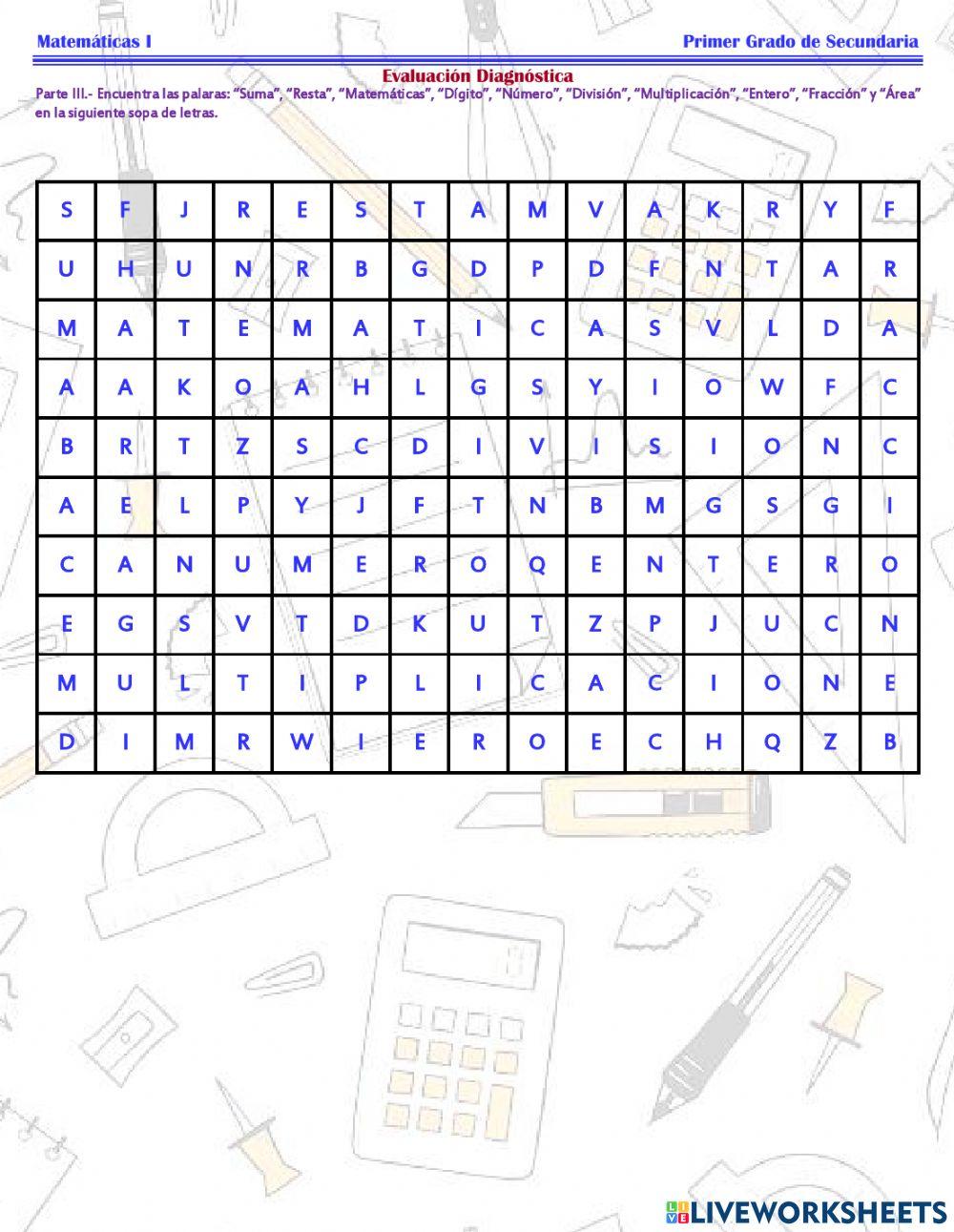 ESG127 Matemáticas 1 - Evaluación Diagnóstica -