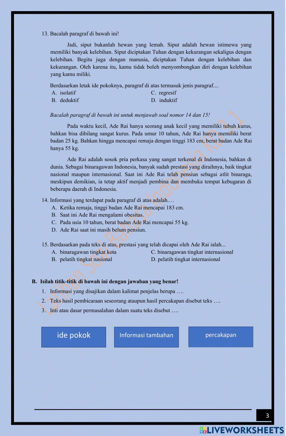 Bahasa Indonesia KD 3.1 kelas 5