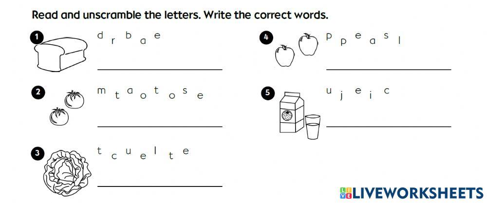 Food vocabulary revision