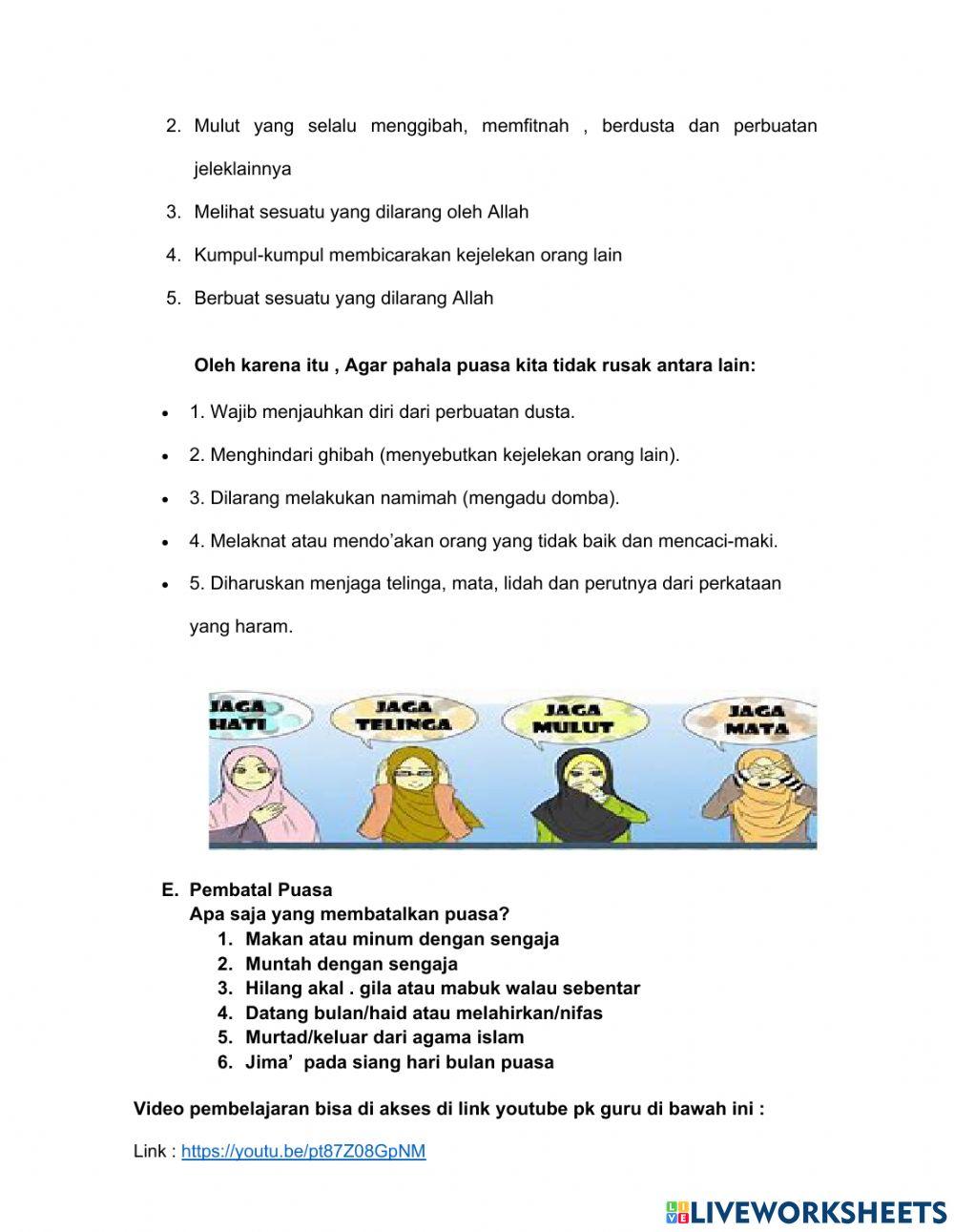 LKPD PAI kelas 5 pelajaran 4 . KETENTUAN PUASA RAMADHAN