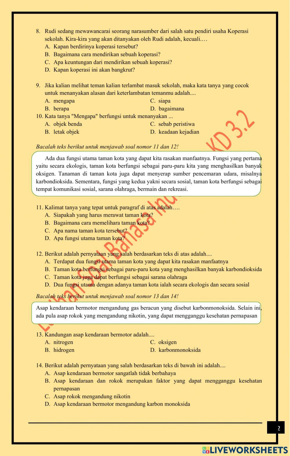 Bahasa Indonesia KD 3.2 Kelas 5