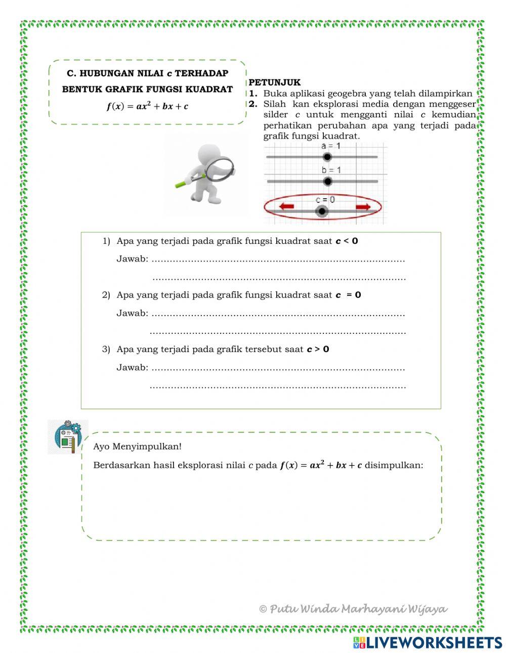 LKPD Karakteristik Fungsi Kuadrat