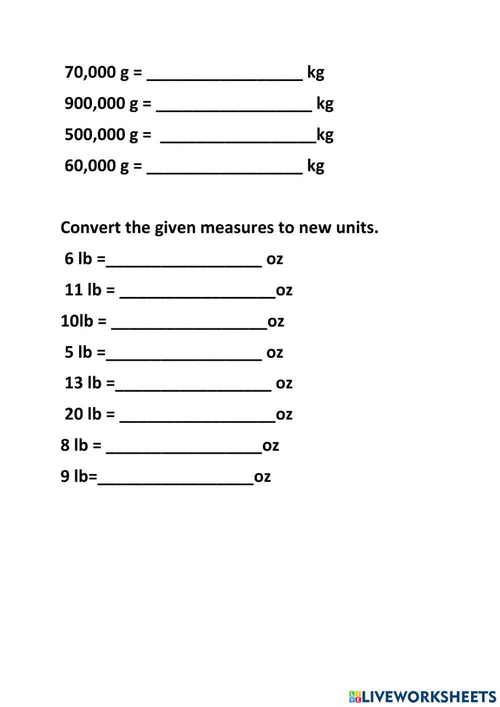 Operations in Weight Measurement