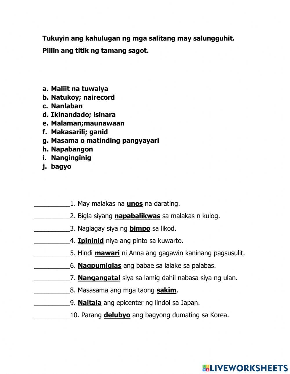 Pagkilala sa simile worksheet live worksheets 52 off