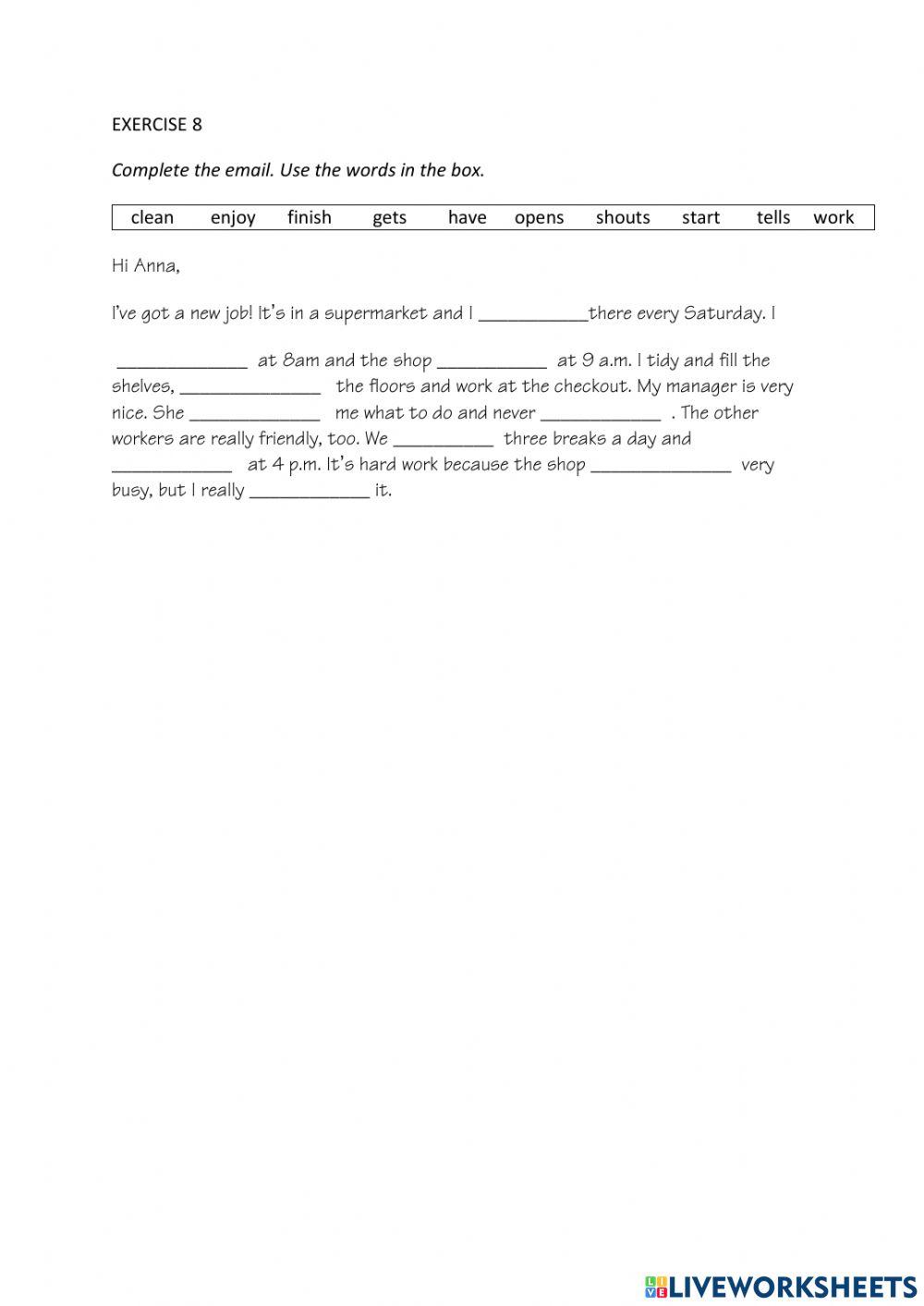 IE0, Unit 1, Vocabulary and Grammar, Exercise 8