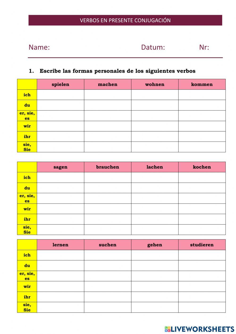 Conjugar en presente 02