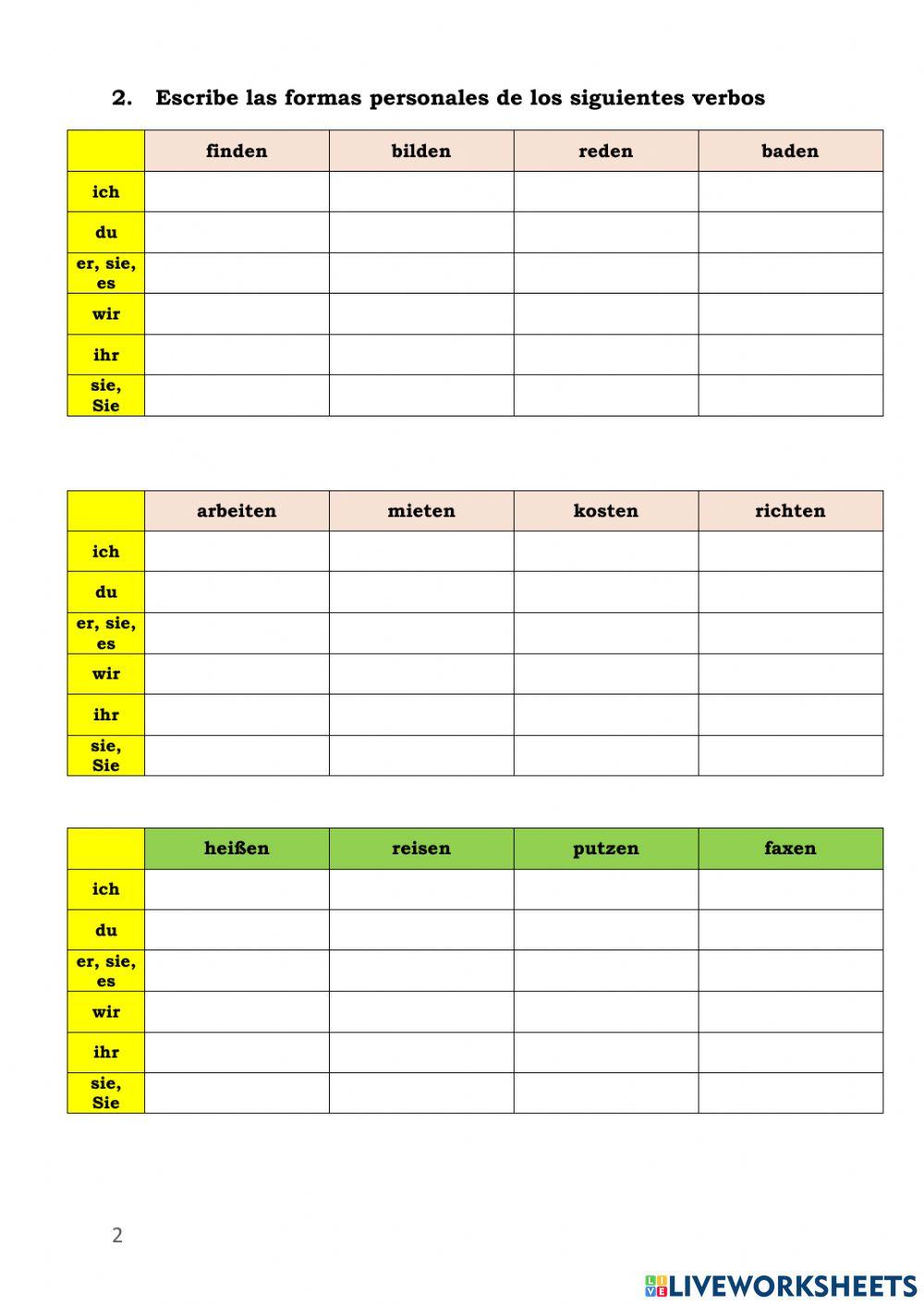 Conjugar en presente 02