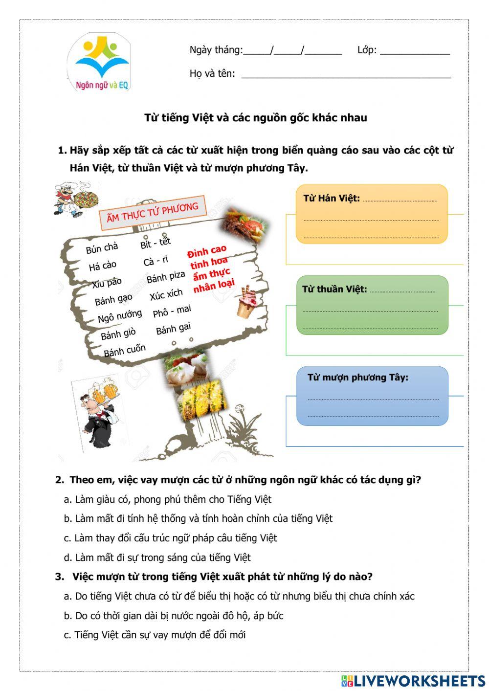 Buổi 1 - Từ tiếng Việt và các nguồn gốc khác nhau