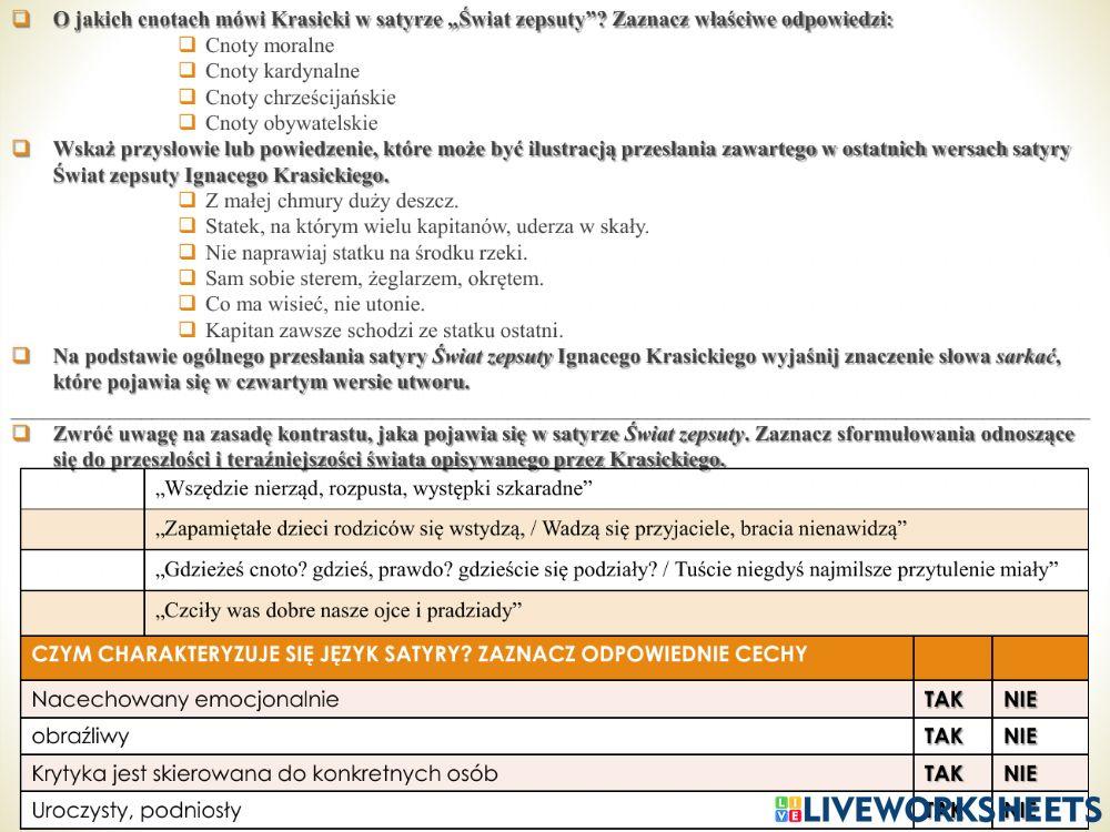 Ignacy Krasicki satyry