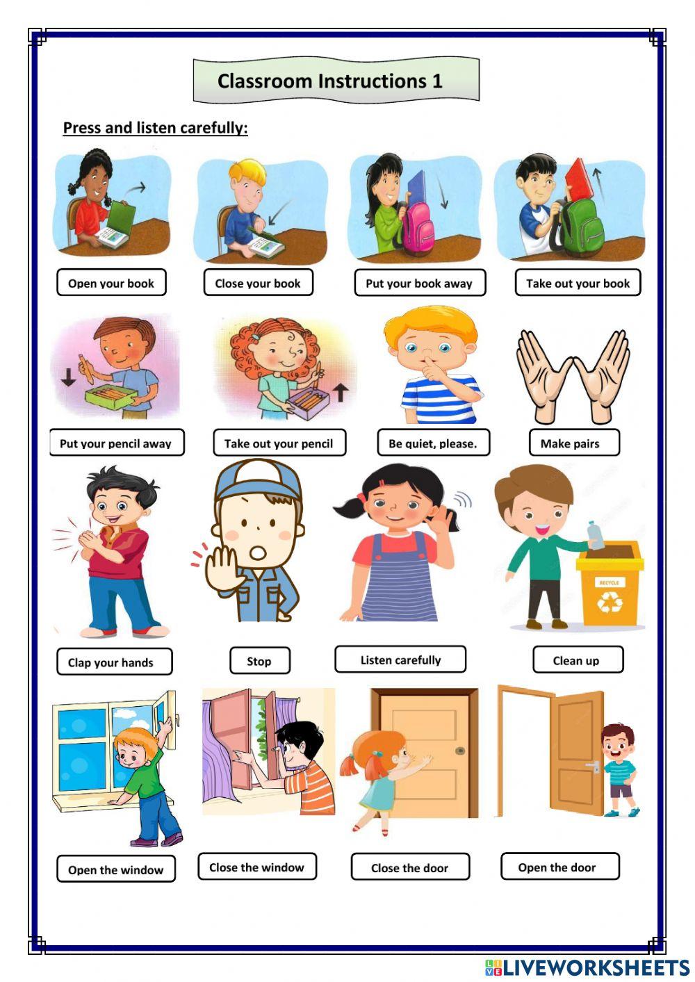 Classroom instructions 1 online exercise for live worksheets