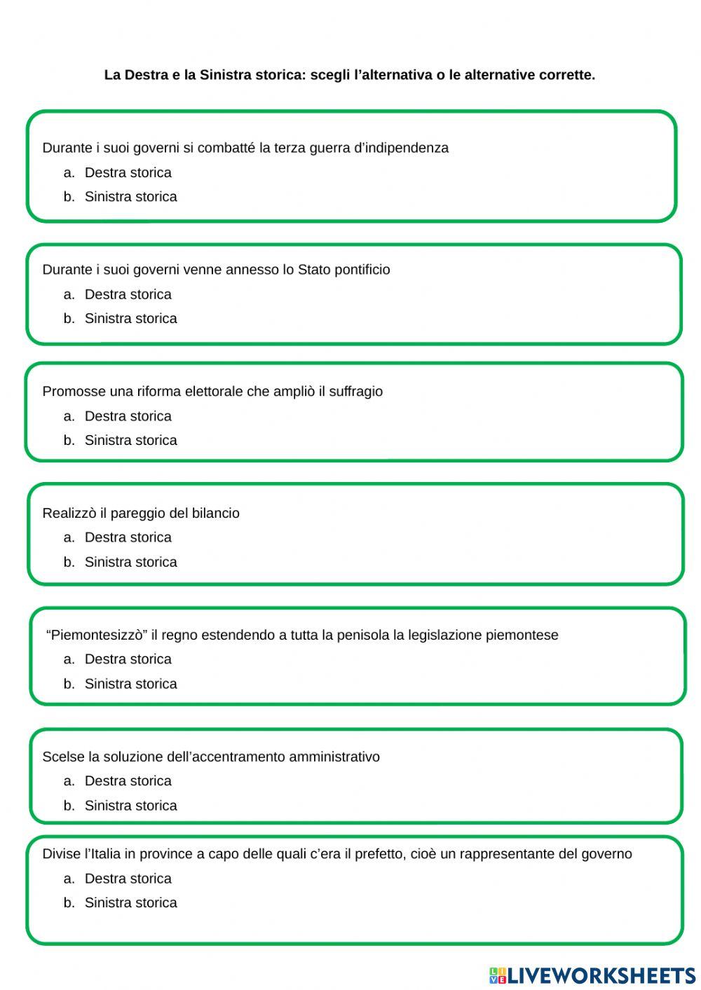 ideologie '800, Destra e Sinistra storica