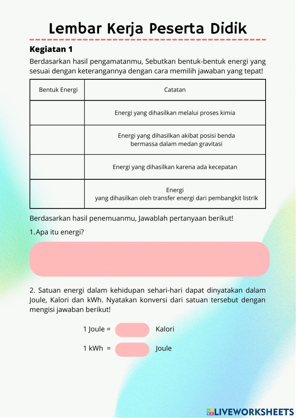 Energi dan Perubahannya